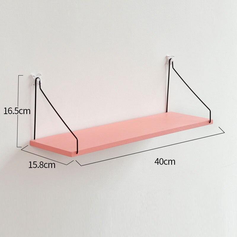 30/40/50cm massivt træ hylde stue væg værelse organisator opbevaring væg stativ væg hylder dekorative: Lyserød 40cm