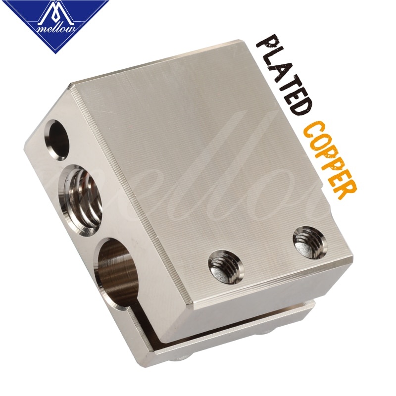 Mellow Top NF-V6 PT100 Volcano Plated Copper Heat Block For E3d Volcano Hotend 3D Printer For BMG Extruder Heated Block