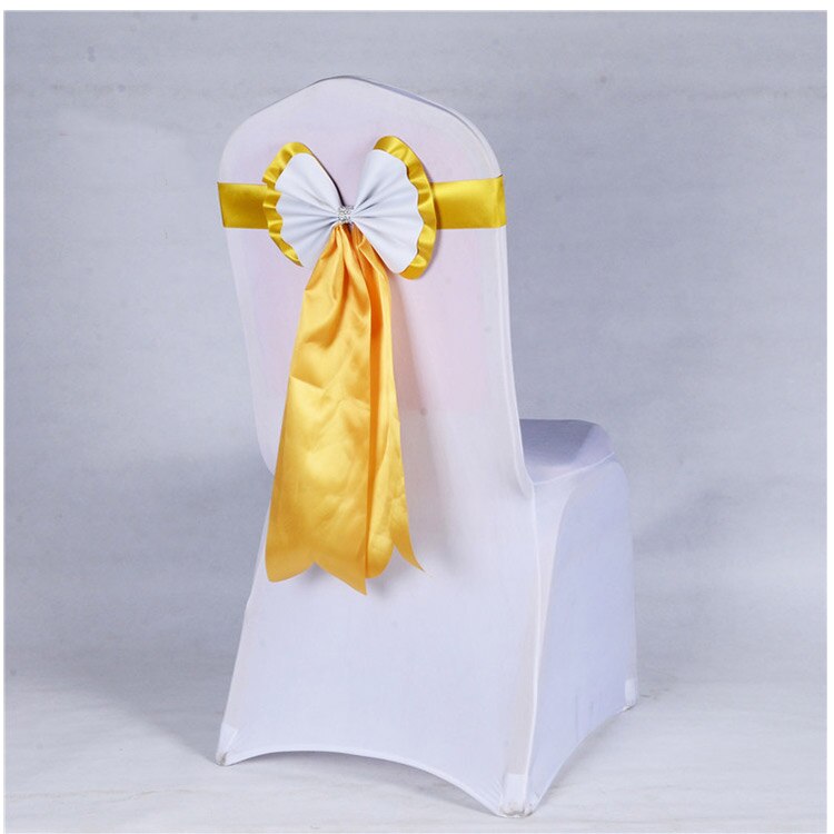 Satijn Stoel Sjerpen Stoel Sash Bow van Bruiloft Satijn Lint Doek stoel Sash Strik van Wedding Banquet Party Hotel Kerkbank Stoel Bogen
