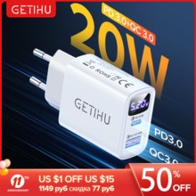 GETIHU PD QC 20W EU Multi USB Charger Fast Phone Charge For iPhone 12 11 XS X XR 6 7 8 Huawei Samsung Xiaomi Mi iPad LG Oneplus