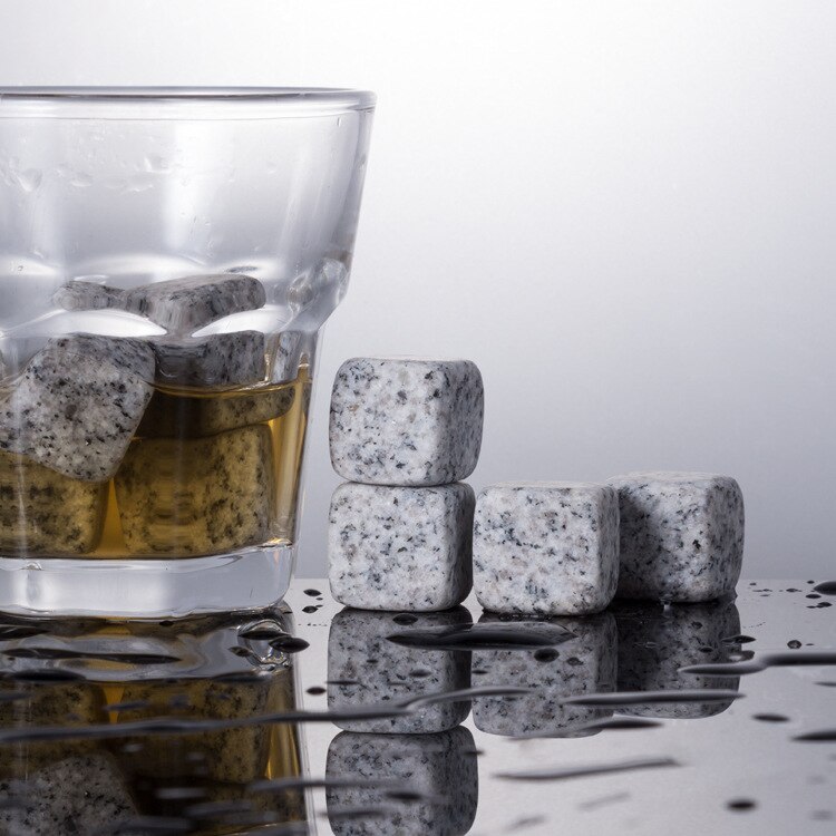 Whiskey Stones Set - 9 Graniet Chilling Stones Whisky Rocks-Herbruikbare Ijsblokjes Met Tang Stopper - Best drinken