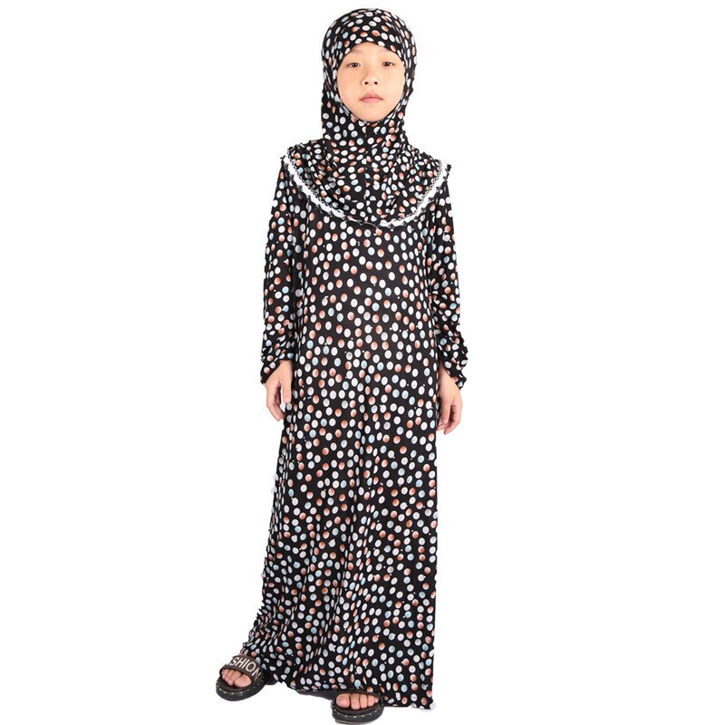 Ropa islámica Abaya para niñas y niños, Hijab, vestido musulmán para rezar, caftán, Túnica de Dubái de Ramadán