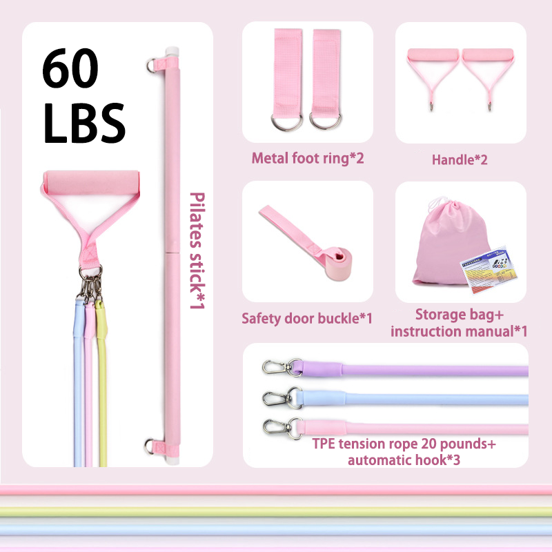 Pilates Kit Met Weerstandsbanden, Multifunctionele Yoga Pilates, Draagbare Home Gym Pilates Weerstandskit Full Body Workouts: GRIJS