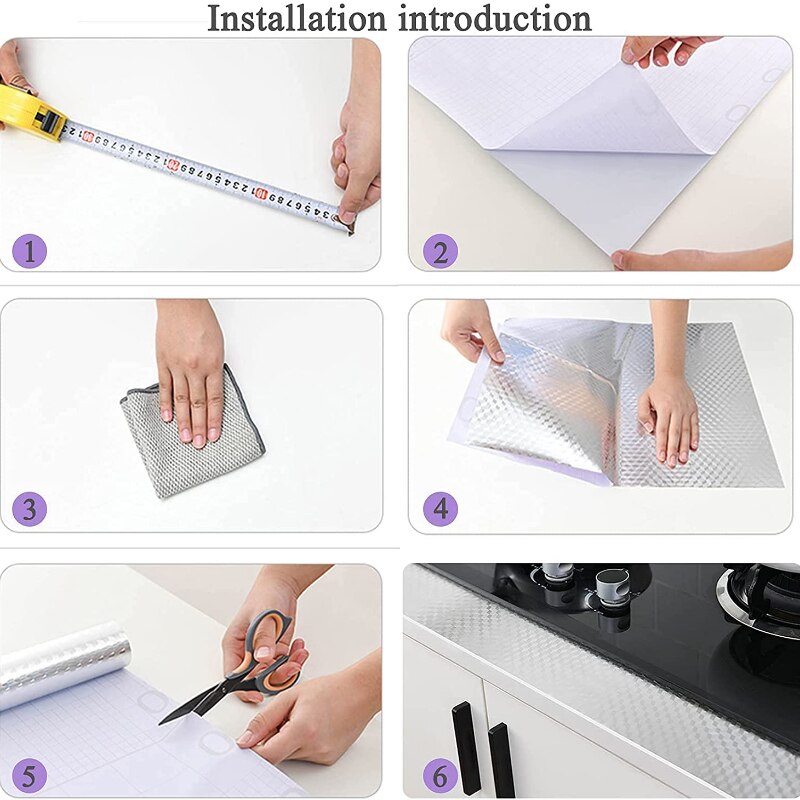 Lámina de aluminio autoadhesiva para cocina, rollo de aceite para cocina de 60x200cm, 5m y 10m, impermeable, para cajón de armario y rombos
