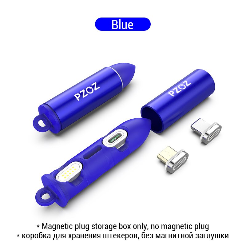 PZOZ Magnetic Cable 2M Type C Micro USB C Fast Charging Phone Microusb Type-C Magnet Charger usb c Charge cord for iphone xiaomi: Blue Box NO Plug