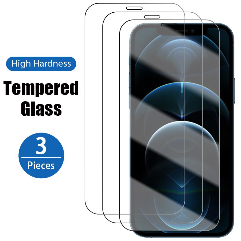 3PCS Protective Glass On For iPhone 11 Pro X XR XS Max Screen Protector On iPhone 7 8 6 6s Plus 12 Pro Max Glass Film