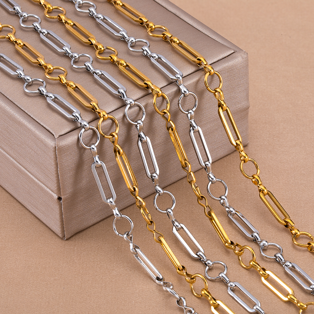 Cadena chapada en oro de acero inoxidable de 1 metro, Cable de barra larga, cadena circular redonda para DIY, collar, pulsera, accesorios para hacer joyas
