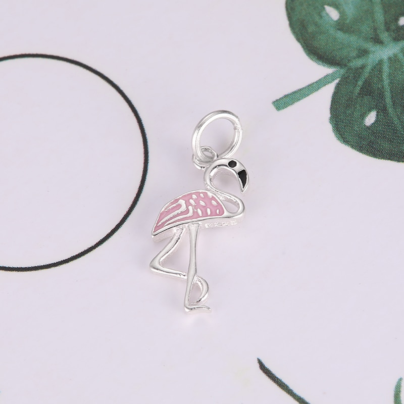 925 sterling sølv flamingo charms vedhæng til halskæde armbånd gør diy kvinder pige fødselsdag bryllup 1 stk