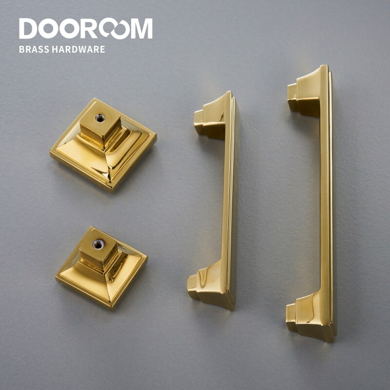 Dooroom messing møbelhåndtag moderne amerikansk skinnende guld pvd pulls garderobe kommode skab skab skuffe show box knopper
