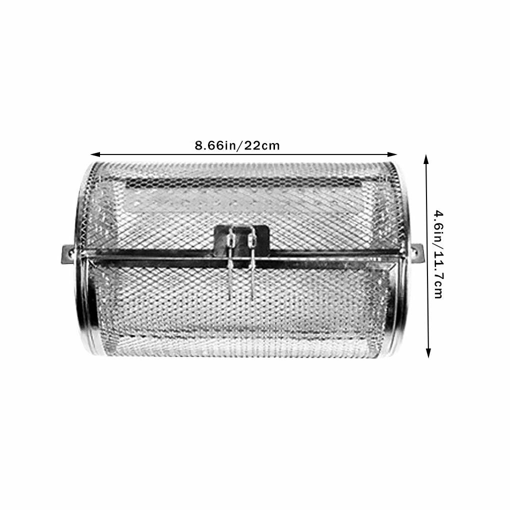 Grill Roaster Drum Stainless Steel 360 Rotating BBQ Baking Roaster Drum Rotisserie Grill Tool Oven Basket For Roasting Baking