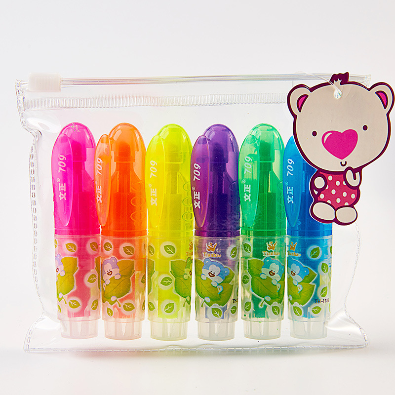 6 Stks/set Mooie Polychromatisch Snoep Gekleurde Highlighter Markers Fluorescerende Pen Student Briefpapier Schoolbenodigdheden