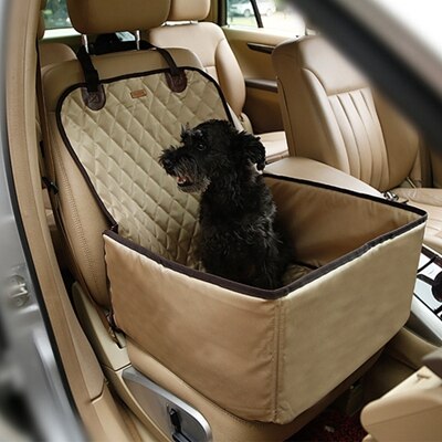 900d nylon vandtæt rejser 2 in 1 bærer til hunde, der kan foldes tyk kattekat hund bil sædebetræk udendørs kæledyrspose hængekøje: Khaki