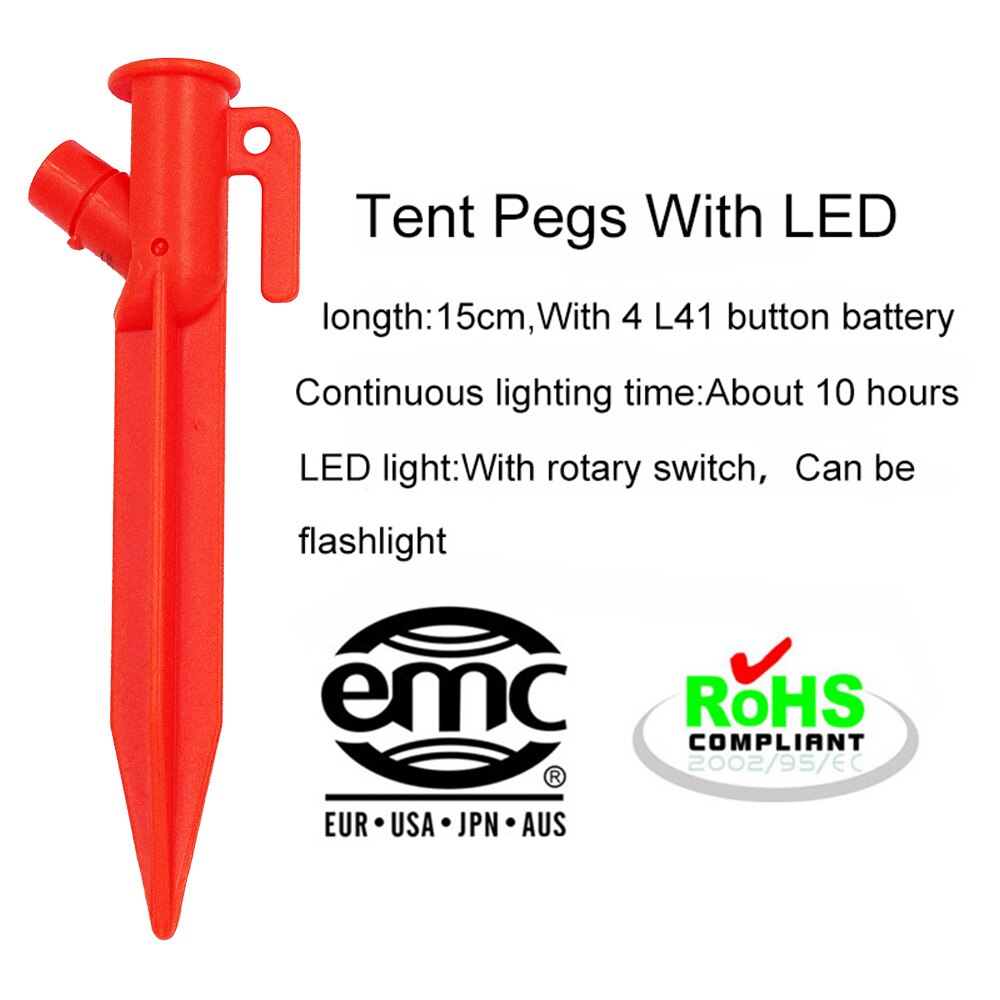 8/4/2 stuks ultralichte kampeertentharingen, plastic tentharingen, haringen, spijkers met led-verlichting, tentaccessoires, strandtentenbouwgereedschap