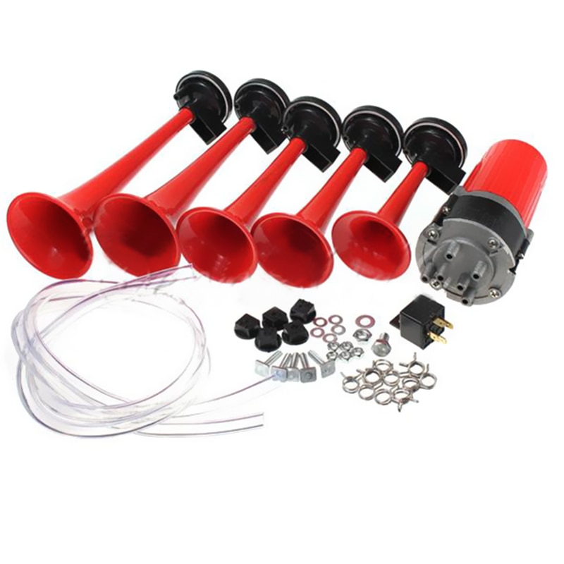 125db Car Truck Musical Air Horn Dukes of Hazzard General with with 5 red Dixie Trumpet 12V Air Horns Fit for Car / Truck / Boat