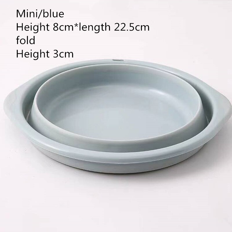 Portable Folding Bucket Camping Washbasin Basin Silicone Collapsible Fishing Car Wash Cleaning Supplies: blue mini