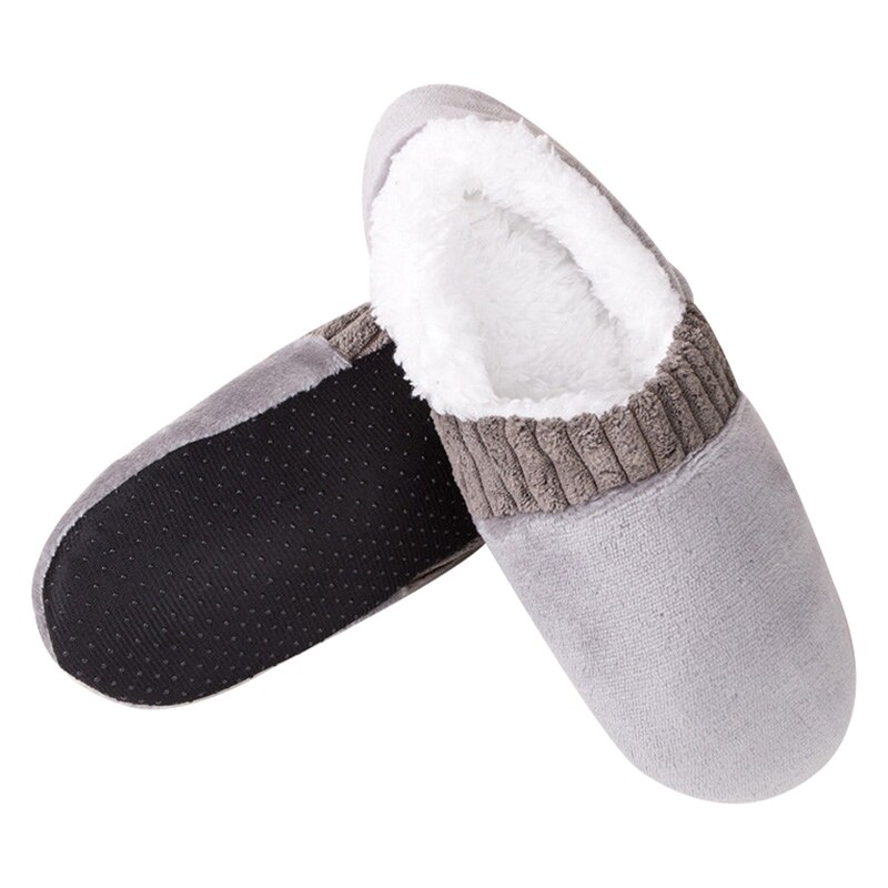 Men Soft Slippers House Floor Socks Anti-slip Indoor Winter Warm Slipper J55: Gray