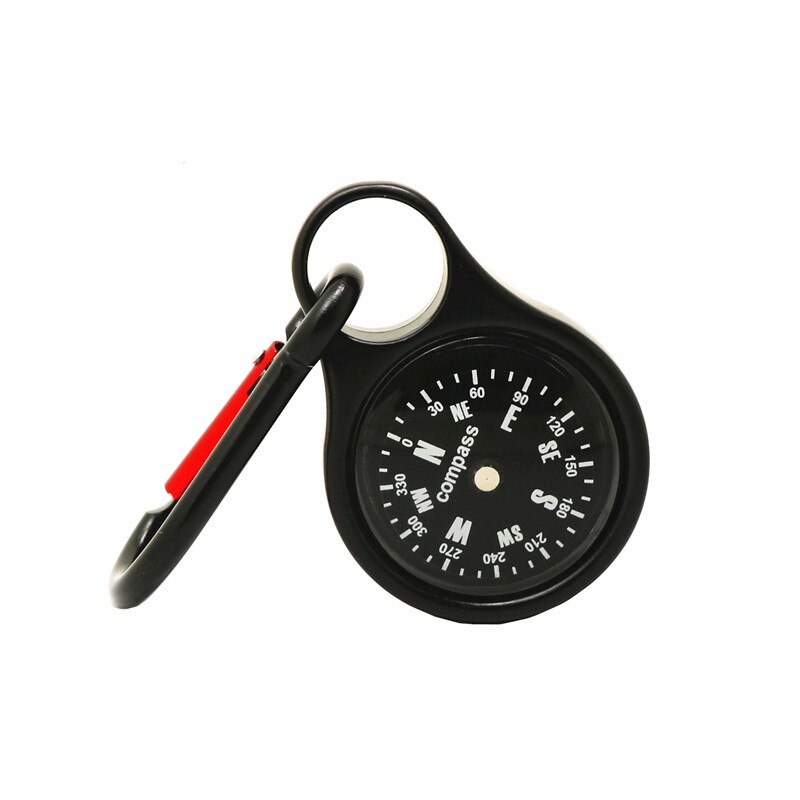 Kompas Sleutelhanger Multifunctionele Wandelen Plastic Karabijnhaak Mini Kompas Thermometer Outdoor Camping Opknoping Ring Kompas