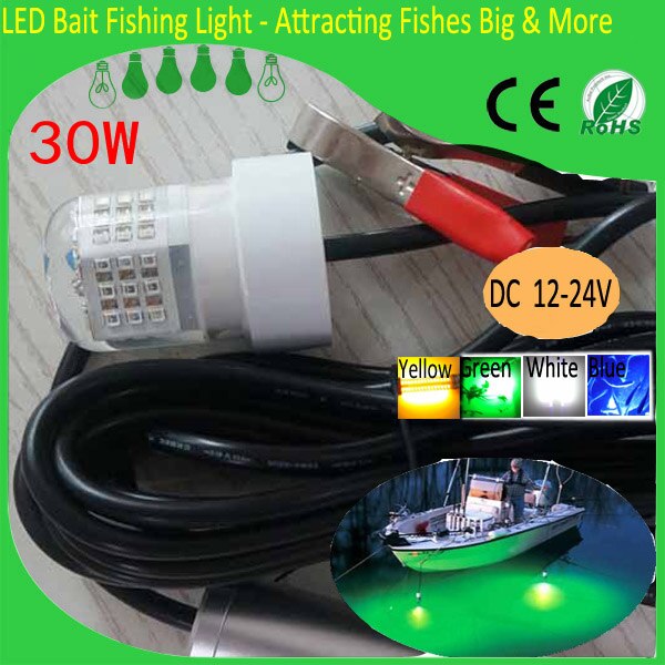 Submersible Fishing Lights LED 30W IP68 Waterproof 12V Underwater Fishing lure LED Dock Night Fishing Lights
