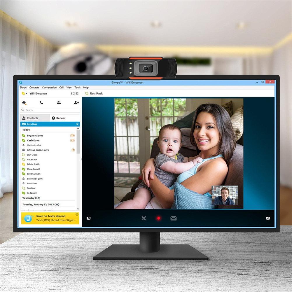 3LEDs Web Camera 12MP 720P HD Webcam USB Camera with Microphone for Computer PC Laptop