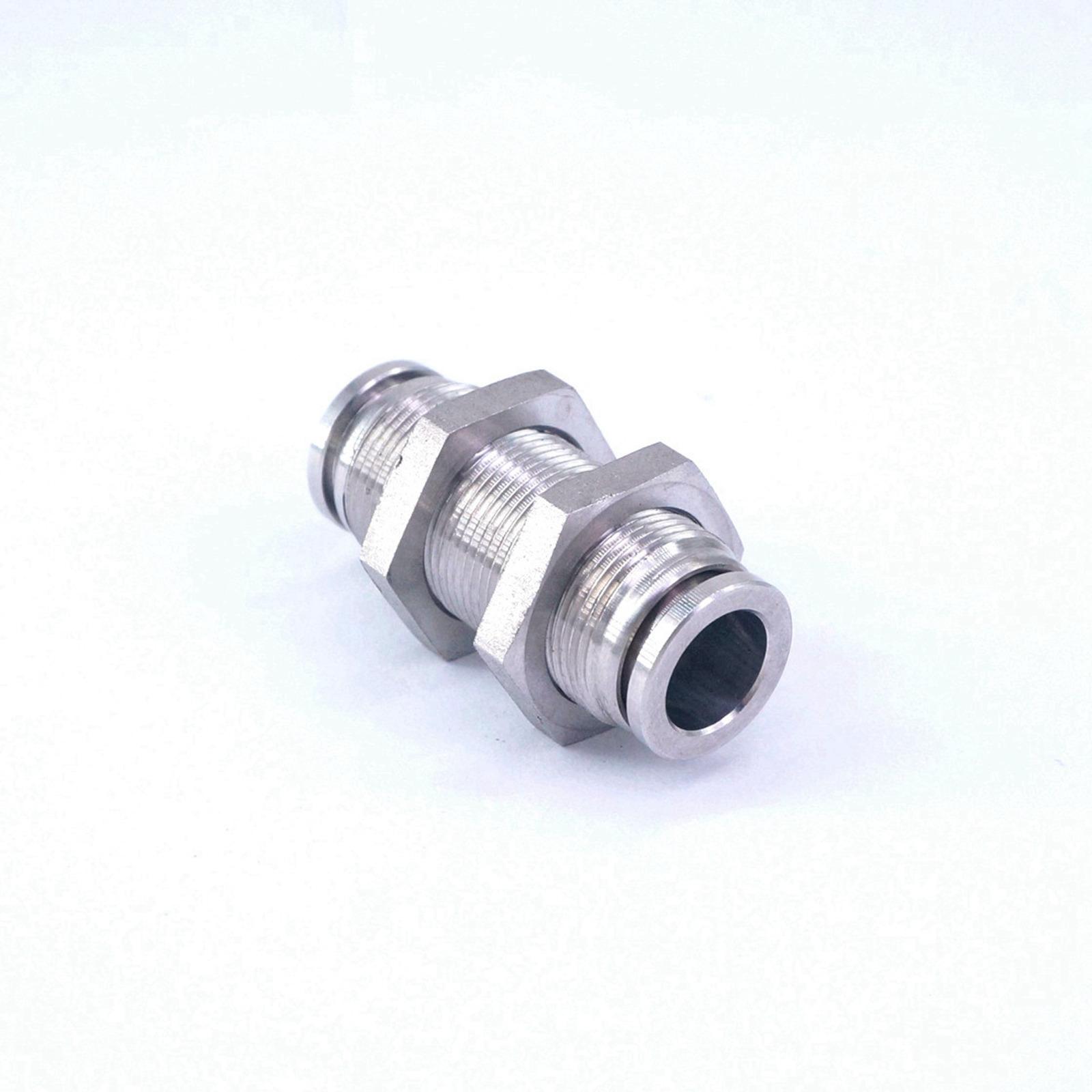 4/6/8/10/12/14/16mm Equal Diameter Stainless Bulkhead Union Pneumatic Fitting: 10mm