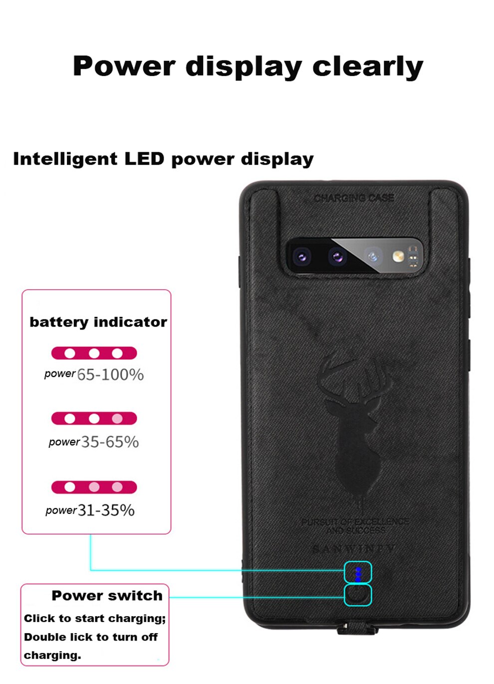 Draagbare Batterij Oplader Case Voor Samsung Galaxy S10/S10plus Note9 Leather Case Back Clip Snelle Oplader Mobiele Telefoon Case beschermen