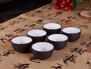 12 Stks/partij Yixing Kopjes Kungfu Thee Cup Paarse Klei Thee Set 30Ml Cups Drinkware Porseleinen Thee Set: white black