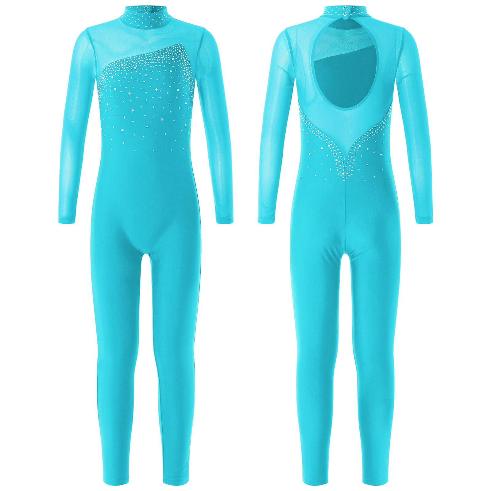 Piger børn langærmet ballet-danselotard med rhinsten sport træningsbodysuit jumpsuits dansetøj til gymnastik kunstskøjteløb: M / Rød