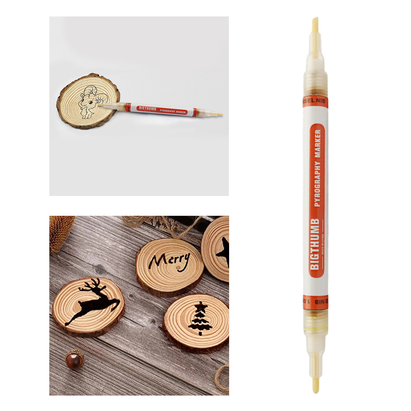 Rotulador de doble cabezal para quemar madera, rotuladores de pirograbado de Artesanal, herramientas de pintura, , papelería para oficina y escuela