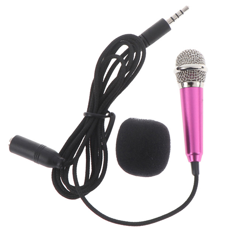 Mini Microphone Handheld Microfon 3.5mm Stereo Studio KTV Karaoke Portable Mikrof For Phone Laptop PC Desktop Audio Microphones: Blue