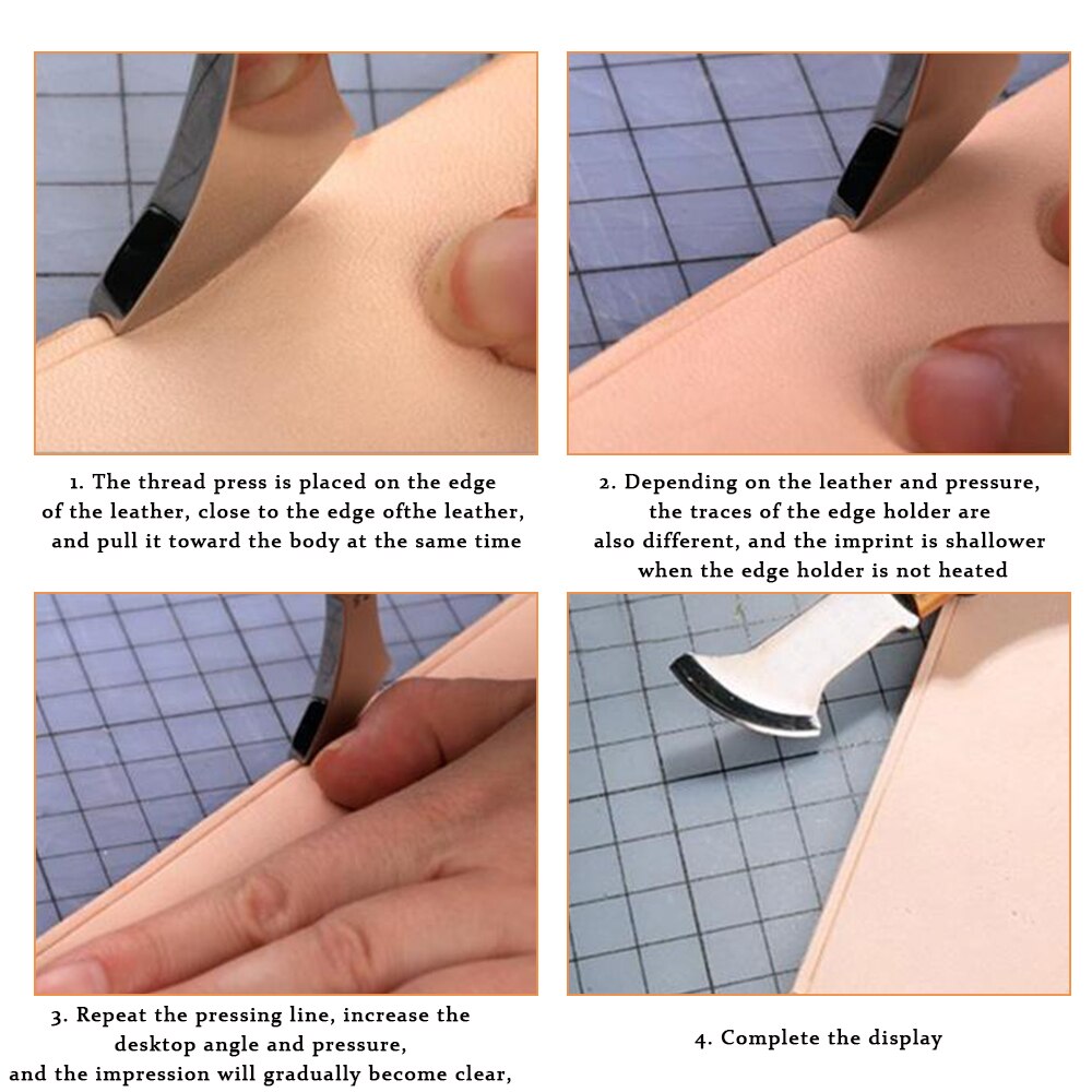 Leather Edge Creaser Stainless Steel Blade Ebony Blackwood Handle Marking Edge Decorate Line Skiving Tool Leathercraft Mark Tool