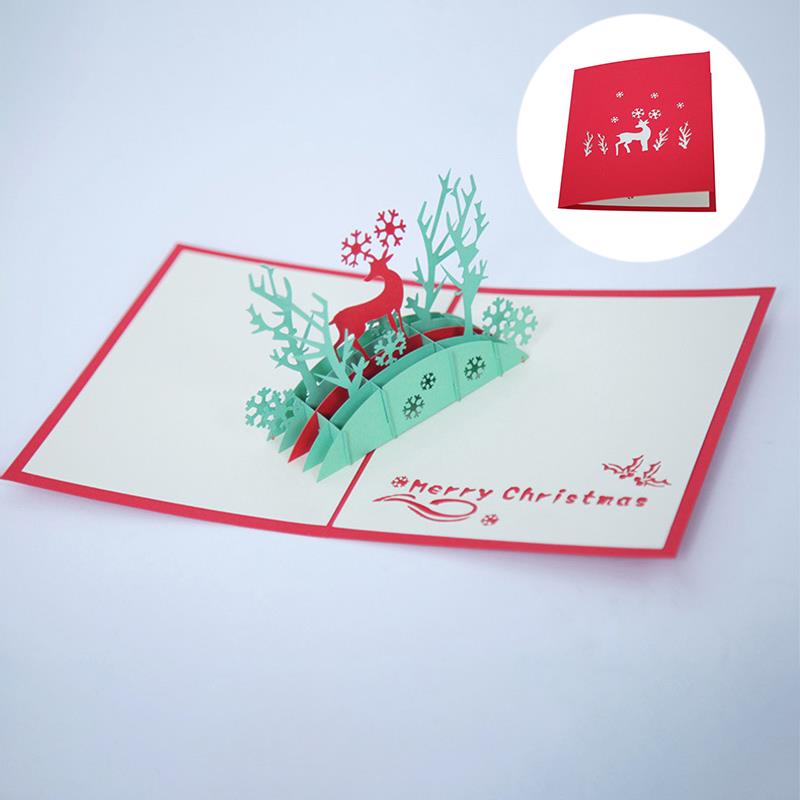 3D Pop Up Santa Claus Deer Greeting Cards Christmas Party Invitation Greeting Cards Year Invitation Postcard: B