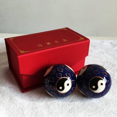 Bola de fitness Cloisonne, Bola de Salud de Tai Chi de tono hueco, mano de ancianos que sostiene las bolas de ocho trigramos: Negro