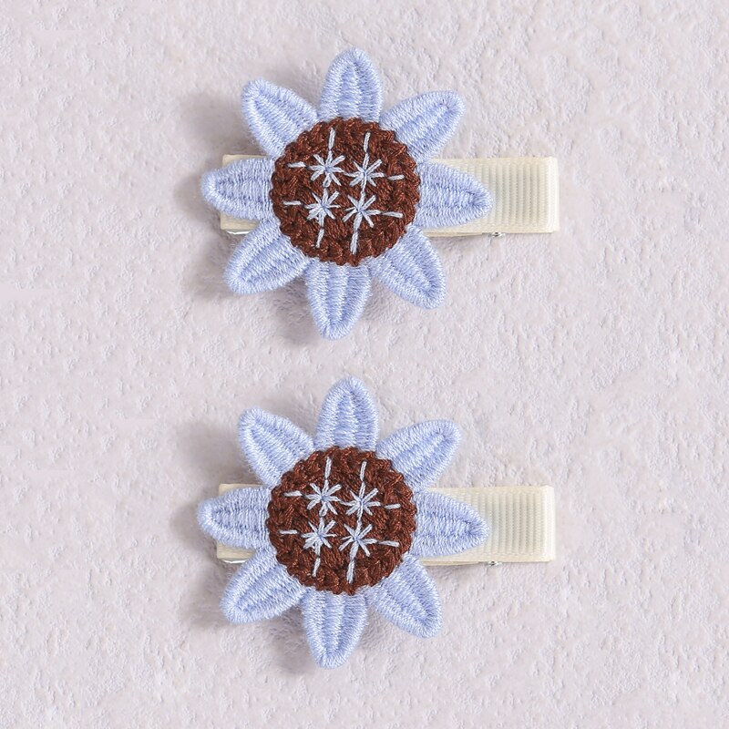 Pinzas para el pelo de punto de ganchillo para niña, horquillas para bebé, accesorios Kawaii, ganchos para el pelo de girasol, horquilla pequeña, sombreros para niños, 2 unids/set/Set: 4