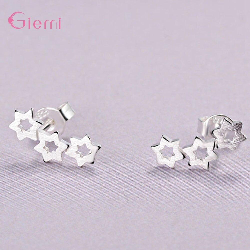 Cute Cartoon 925 Sterling Silver Orecchini Con Perno Coniglio Star Farfalla Della Piuma Gioelleria Raffinata E Alla Moda Delle Donne Della Ragazza Bambino Brithday Regalo: Six-star