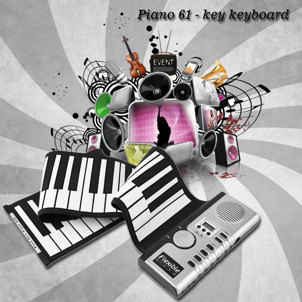 61 Toetsen Universele Flexibele Roll Up Electronic Piano Zwart en Wit Soft Keyboard Piano