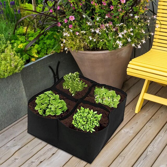 Regtangular Planting Non-Woven Fabric Garden Plant Bed 4-Hole Rectangul... – Grandado