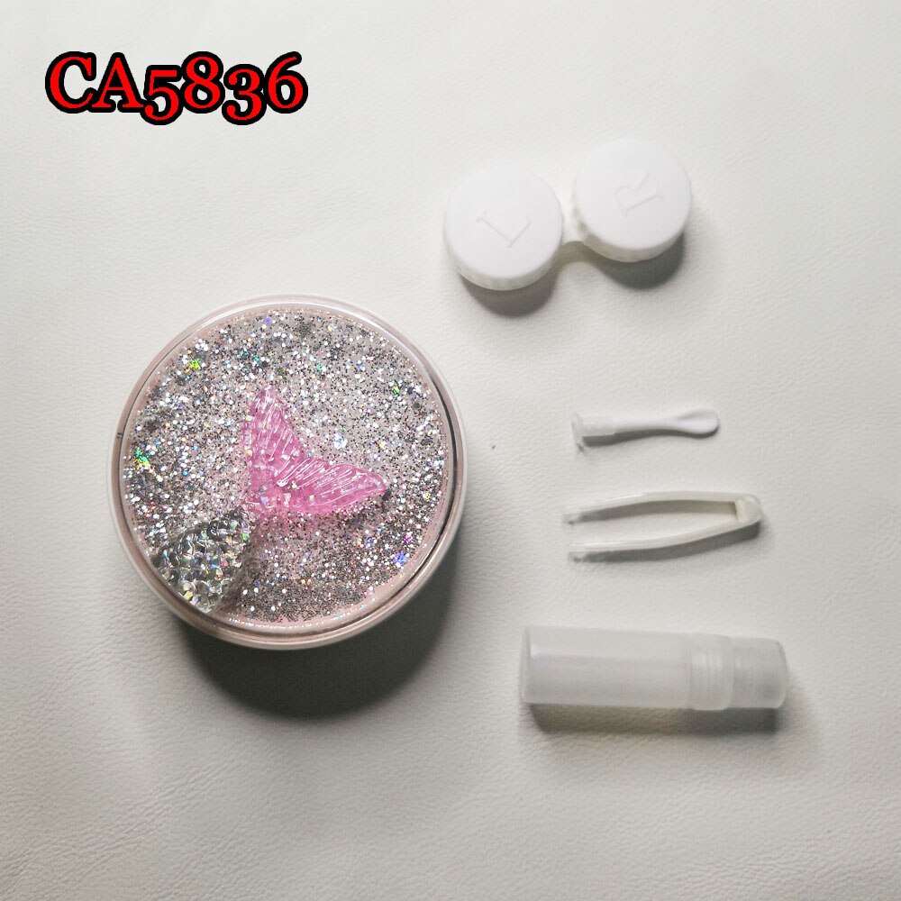 Mermaid Tear Glitter Quicksands Contact Lens Cases with Mirror Box Convenient Contact Lens Case Container CA5836: CA5836 white