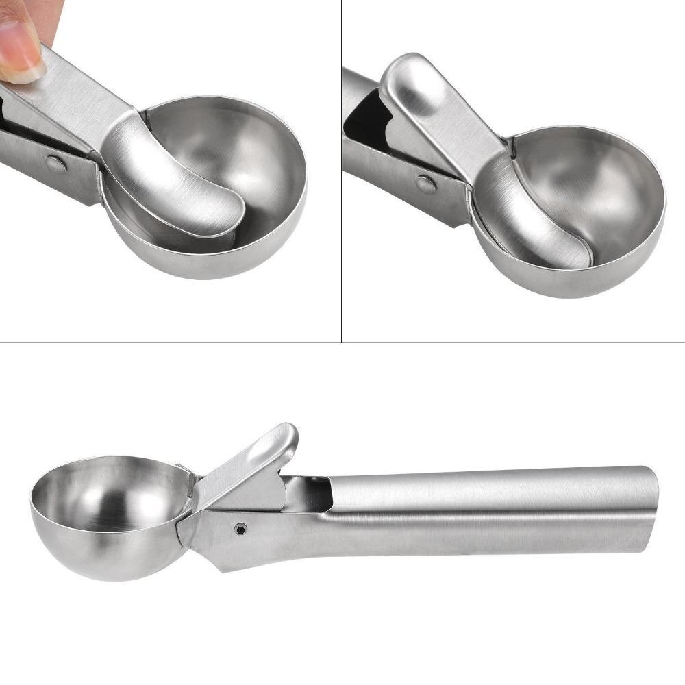 Ice Cream Scoop Easy Trigger Stainless Steel Ice Cream Dipper for Fruits Cookie Dough and Water Melon Scoop FDA Approved