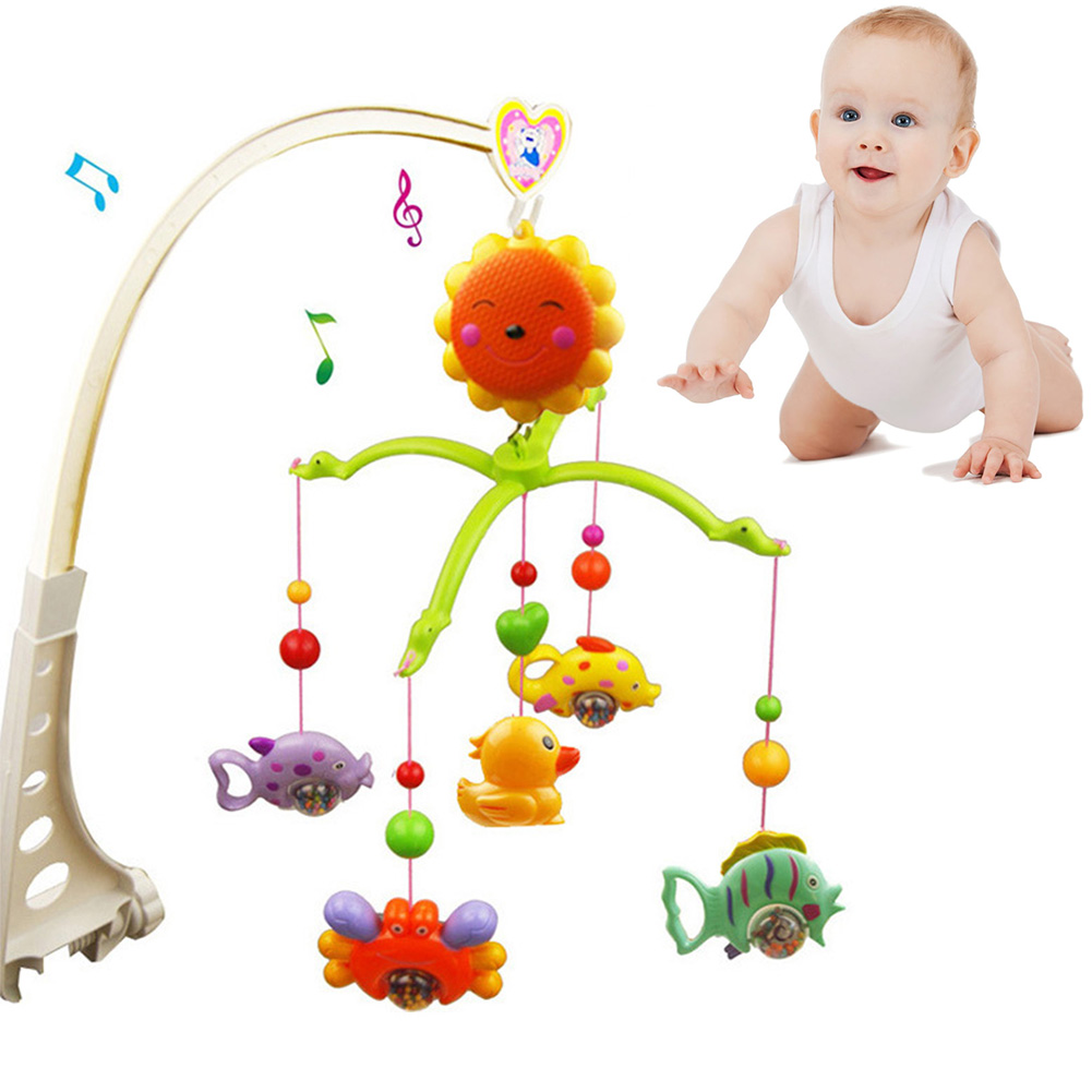 Muziek Rammelaars Bed Bel Mooie Baby Kind Mobiele Crib Cartoon Speelgoed Doos Wind-Up Beweging met Muziek Baby Speelgoed 0-12 maanden