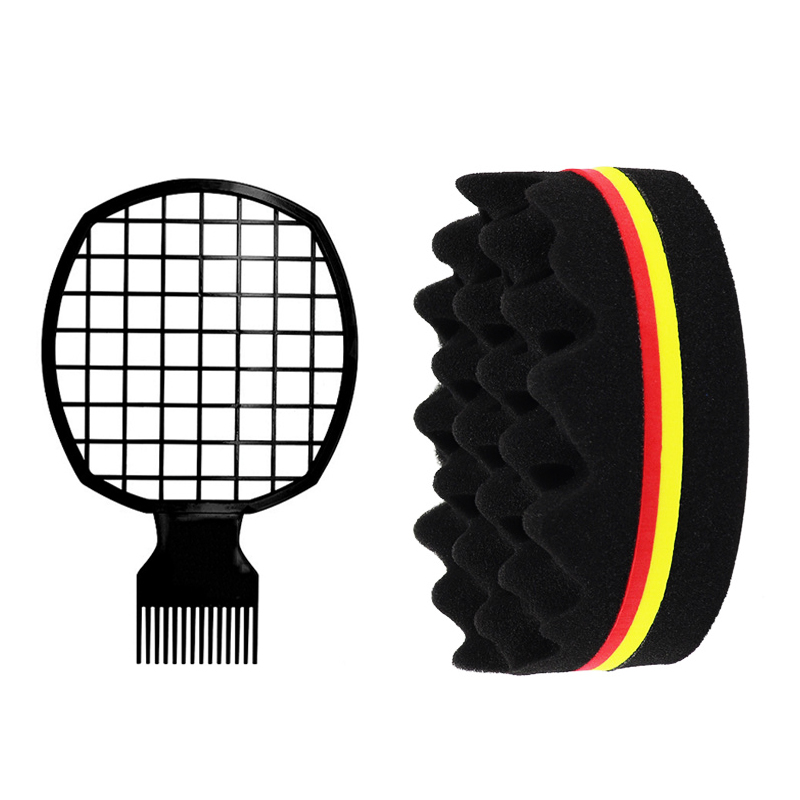 2 uds esponja de peine de pelo Afro Twist para hombres y mujeres cepillo de esponja de pelo rizado para peluqueros y peinado de cabello rizado personal: Caqui oscuro