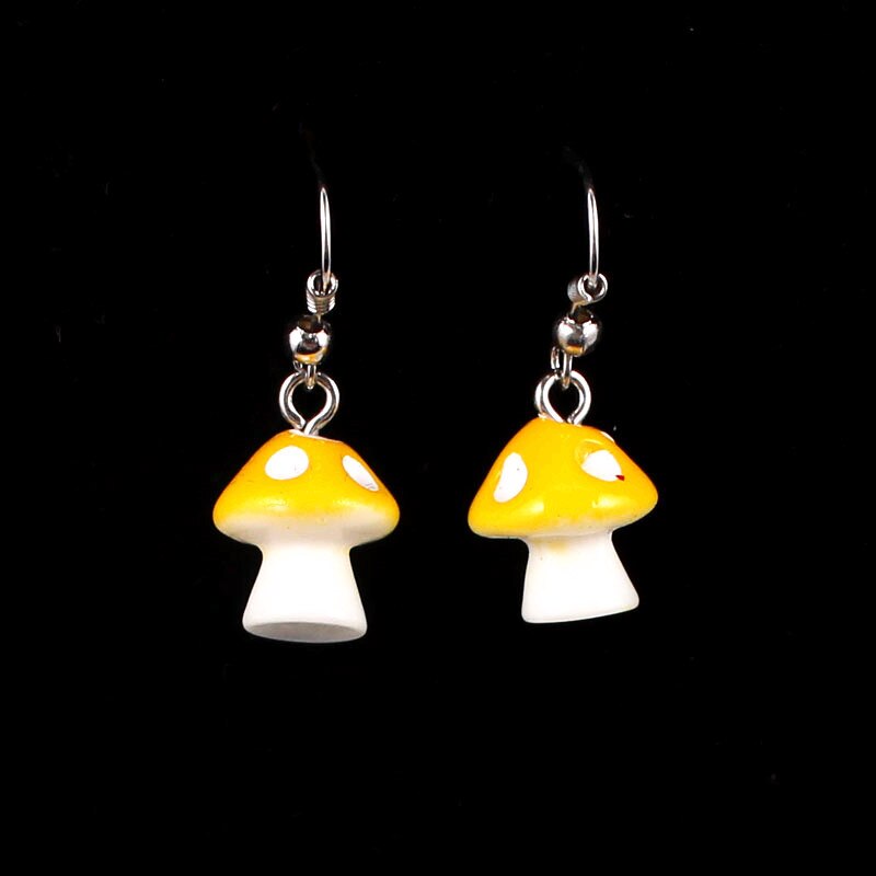 Boucles d'oreilles pendantes en forme de champignon pour femmes et filles, bijoux mignons faits à la main, 8 couleurs, 1.2x3.3cm, petits: 6