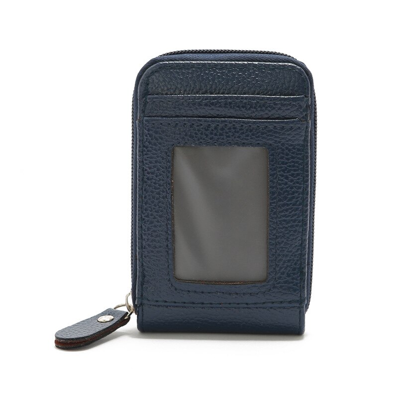 5-Kleur Vintage Pu Lederen Mannen Vrouwen Blokkeren Rits Portemonnee Reizen Reis Bank Credit Card Houder Organizer Purse Bag case: Dark Blue