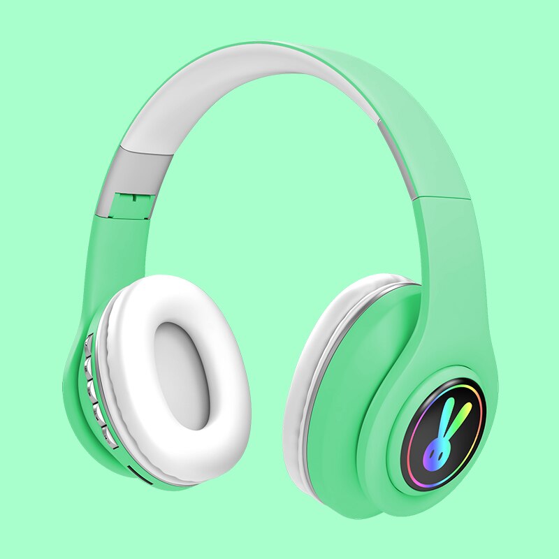 Oreillette Bluetooth sans fil montée sur la tête lumineuse avec Microphone écouteurs de musique mains libres meilleur pour les enfants: pink