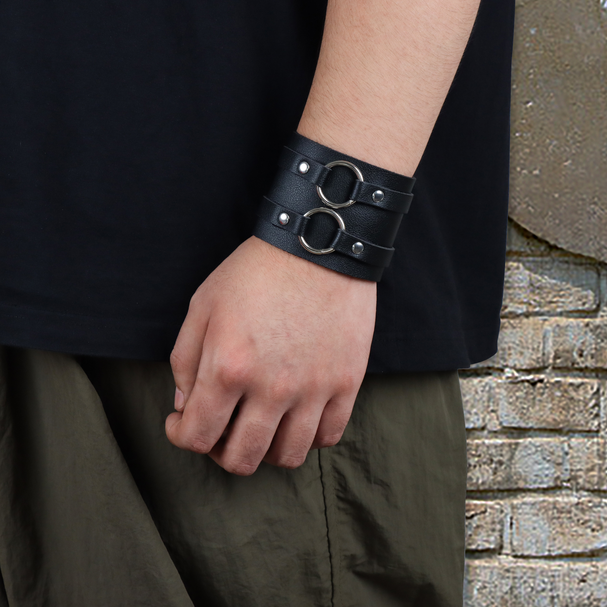 Vintage læderarmbånd armbånd manchet goth metal armbånd skjult spænde justerbar gothic punk armbånd herresmykker: Rose guld farve