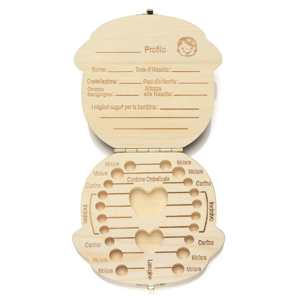 Wooden Baby Kids Tooth Storage Box English Teeth Umbilical Lanugo Organizer Keepsakes Save Baby Wood Tooth Box Storage