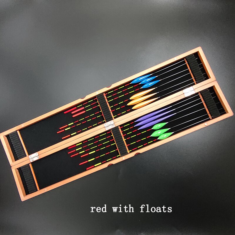 55*9*3cm Fishing Tackle Box Wooden Painted Storage Box For Balsa Fishing Floats Carp Fishing Accessory B547: Red