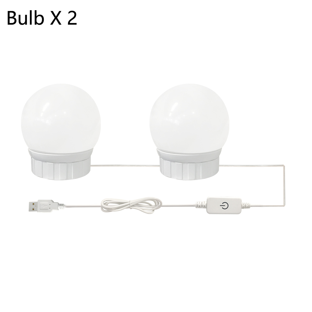 Kit d'éclairage pour coiffeuse avec 5v ampoules led pour miroir de maquillage hollywood, lampe murale à intensité variable en continu 10 6 14: 2 ampoules