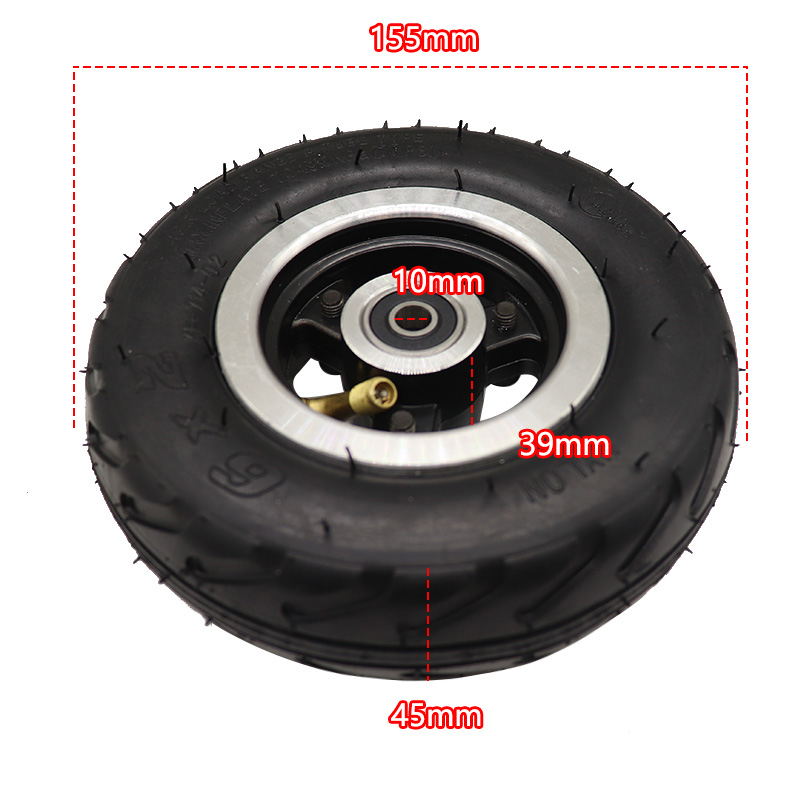 Electric Scooter 6 Inch Wheel 6x2 With Air tyre/Solid Tire Metal Hub 608 /628 Bearings 8/10mm Axle Hole Trolley Cart: Gold