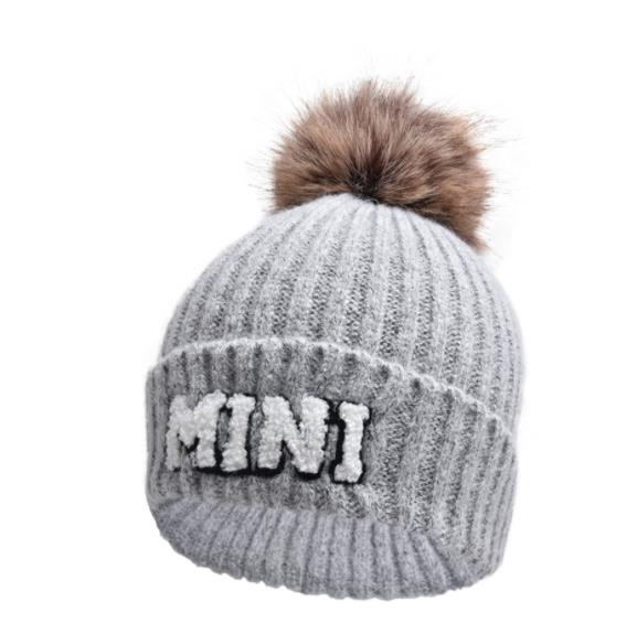 Alphabet Hat Parent Child Cap Hairball Wool Hat Outdoor Warm Knit Kid Baby Beanies Cute Daughter Mother Son Boy Girl: Gold