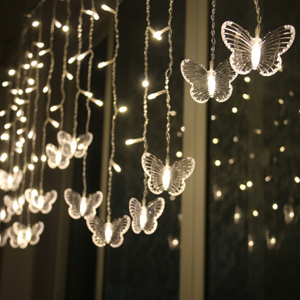 Rideau lumineux papillon à lumière LED, 3.5m, guirlande de noël, féerique, pour , mariage, fête, maison, nouvel an, décoration: Style1 Warm white / 3.5M 220V EU Plug